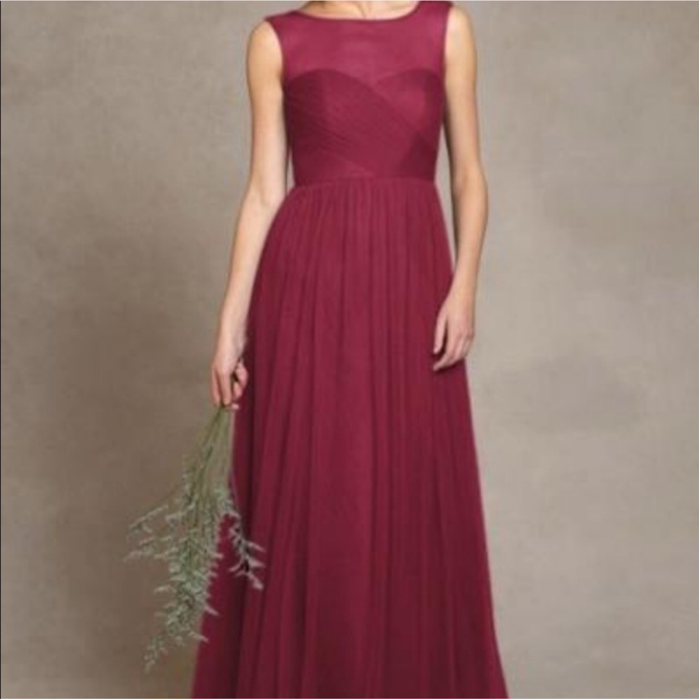 Jenny Yoo Aria Tulle Gown Burgundy Bridesmaid Formal Dress Size 8